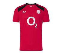 England Rugby Men's Performace Short Sleeve Tee, Persian Red/Castore Red, XS