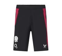 Castore England Rugby Women's Performance Long Line Shorts, Black/Persian Red, 12