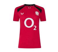 Castore England Rugby Women's Performance Short Sleeve Tee, Persian Red Black, 10