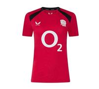 Castore England Rugby Women's Performance Short Sleeve Tee, Persian Red Black, 12