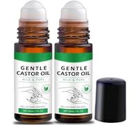 Castorglo Organic Golden Castor Oil Roll On, Castor Oil Rose Quartz Roller Ball, Body Massage Cream for Dry Skin, Scar and Stretch Mark Removal