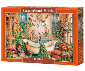 CASTORLAND 1000 Piece Jigsaw Puzzles, The Bath Fantasy, Luxurious Bathroom, Peacock and Exotic Birds, Ornate, Vibrant Art., Adult Puzzle, C-105380-2