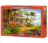 CASTORLAND 1500 Piece Jigsaw Puzzle, Palm Tree, Beach House, Colorful Flowers, Tropical Oasis, Puzzle for Adults, C-152223-2