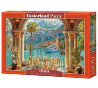 CASTORLAND 1500 Piece Jigsaw Puzzles, Mediterranean Dessert, Elegant Coastal Villa, Yacht Scene, Italy, Scenic European Travel Brain Teaser, Adult Puzzle, Castorland C-152285-2
