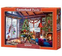 CASTORLAND 2000 Piece Jigsaw Puzzles, Christmas Cottage, Fireplace with Stockings Hung, Decorated Tree, Adult Puzzle, C-200962-2