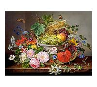 Still Life with Flowers and Fruit Basket