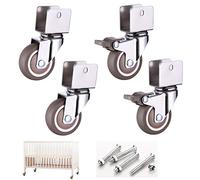 Castors 1.5 Inches Swivel Caster Wheels with U Bracket, Pack of 4, Inner Diameter, TPE(Brake+universal,18mm/0.7in)