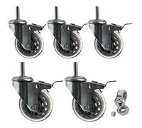 Castors 3in Office Chair Caster Replacement Computer Chair Wheels Soft Rubber Heavy Duty, for Hardwood Carpet Tile,5 Set,with Universal Standard Stem,Support 550 Lb(Brake,M8)