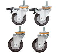 Castors 4 Heavy Duty Casters Thread Stem Rubber Silent Universal Swivel 400Kg Trolley Industrial Transport Wheel With Brake For Dining Car Mechanical Furniture