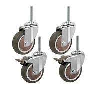 castors M12×60mm Thread Stem Heavy Duty Casters With Brake 3 Inch/4 Inch 400KG Industrial Universal Swivel Trolley Transport Casters Scaffold Wheels Double Bearing 4 Packs -screw
