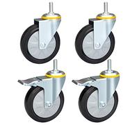 castors M12 Thread Rubber Casters Heavy Duty Wheels With Brake Universal Swivel Furniture Trolley Silent With Lock 320-520KG Safe For Hardwood Floor Carpet Tile Laminate -screw (4 PCS)