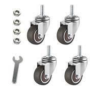 Castors Threaded Stem Swivel Casters Pack Of 4 Grey Rubber Multiple Sizes(Universal,25mm/1in)