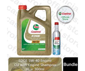 Castrol Edge 5W-40 4L Engine Oil, with 300ml Engine Shampoo