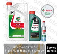 Castrol GTX 5W-30 RN17 Service Bundle including Brake Fluid & Engine Shampoo
