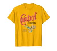 Castrol Liquid Engineering Vintage Retro Logo PAPL1346 T-Shirt, Men, Golden Yellow, 3X-Large