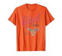 Castrol Liquid Engineering Vintage Retro Logo PAPL1346 T-Shirt, Men, Orange, XX-Large