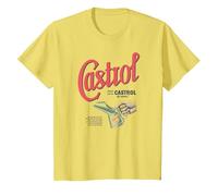 Castrol Liquid Engineering Vintage Retro Logo PAPL1346 T-Shirt, Youth, Lemon Yellow, X-Small