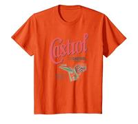 Castrol Liquid Engineering Vintage Retro Logo PAPL1346 T-Shirt, Youth, Orange, X-Small