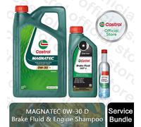 Castrol MAGNATEC 0W-30 D Service Bundle including Brake Fluid & Engine Shampoo