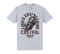 Castrol Men's Retro Motorbike T-Shirt in Grey | Size: Medium Castrol Grey M
