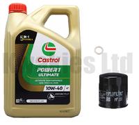 Castrol Power 1 Ultimate and Hi-Flo Oil Filter for Yamaha YZF-R1 5PW 2002-2003