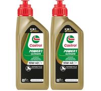 Castrol POWER1 ULTIMATE 4T 10W-40 Motorcycle Oil 1L, Gold (Pack of 2)