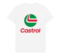 Castrol Stack Pocket Print White Unisex T-Shirt | Size: Small Castrol White S