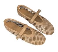Casual and Comfortable Women's Flats Cut-Out Mary Jane Single Shoes Fishnet Shoes(Apricot,4.5 UK)