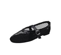 Casual and Comfortable Women's Flats Cut-Out Mary Jane Single Shoes Fishnet Shoes(Black,6.5UK)