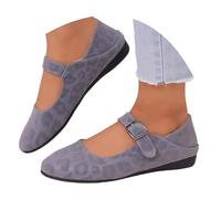 Casual Animal Print Slipper with Adjustable Ankle Strap - Versatile Loafers that can be worn in two ways for everyday comfort., gray, 5 UK