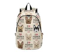 Casual Backpack for Women, Cute Backpack, Beige Bulldog Face, Personalized Cool Backpack for School Gifts, Beige Bulldog Faces, 12.2"x7.5"x19.3", Classic, Bulldog Faces, Beige Bulldog Faces, 12.2 x