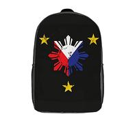 Casual Backpack Philippine Flag Pinoy Pride Filipino American Students Bookbag Durable School Backpack for Work, Travel, Hiking, 42X32X14Cm