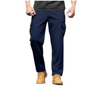 Casual Baggy Cargo Trousers Men Elastic Waist Stretch Comfort Tactical Work Trousers Pants Multi Pockets Relaxed Fit Straight Wide Leg Button & Zip Fly Hiking Walking Running Outdoor Big and Tall Men