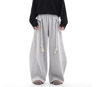 Casual Baggy Wide Leg Pants for Men, Featuring Long Drawstring and Fashionable Vintage Lantern Design (M Grey)