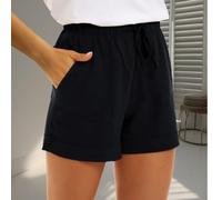 Casual Beach Shorts Women Solid High Waisted Summer | High waist design, solid color style, summer casual wear, comfortable fit, pocket functionality