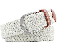 Casual Belts for Women Stretch Braided Web Belts Width 0.98” Elastic for Pants Jeans Dresses Perfect Belt Thin (white, total length 110CM/43in)