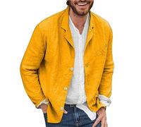 Casual Blazer Men'S Blazer Linen Relaxed Fit Unlined Mens Casual Blazer Jacket Regular Fit Single-Breasted Blazers Long Sleeved Business Office Blazers Three Button Down Jacket Lapel Jackets