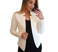 Casual Blazers for Women Fashion Dress Work Office Casual Open Front Cardigan Solid Color Long Sleeve Suit Jacket Sport Coat(White,Small)