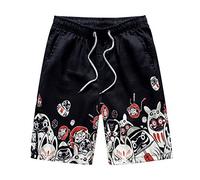 Casual Board Shorts for Men Summer Beach Shorts Men's Quick Drying Swimsuit Printed Loose Personalized Surfing Large Casual Beach Pants Cool Swim Shorts (1-Black, XL)