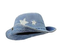 Casual Bucket Hats for Women Hot Girls Dual Purpose Denim Cowboy Hat Retro Star Fisherman Hat Wide Brim Cowgirls Hats for Outdoor Camping Hiking Climbing Sun Visor (UK, Alpha, One Size, light blue)