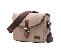 Casual Campus Style Camera Bag for DSLR Cameras, Waterproof Shoulder Bag PU+Canvas Pouches Cushioned Interior for School