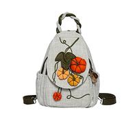 Casual Canvas Backpack，Hand-woven ladies backpack，Convertible Multifunctional Straps Ladies Shoulder Chest Bag（Everything is fine backpack）, Pumpkin Color, S, Art