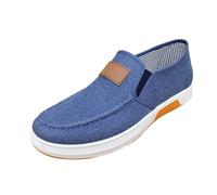 Casual Canvas Boat Shoes For Men - Lace-less Boat Shoes/Deck Shoes, Flat Slip On Canvas Boat Shoes Deck Shoes, Thick Bottom Cushioning Walking Shoes, Lightweight Casual Boat Shoes Single Shoes