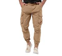 Casual Cargo Trousers Men, Mens Cargo Trousers Slim Fit Stretch Drawstring Pants Solid Color Sports Pants With Multi Pockets Elasticated Waist Trousers Active Pants Cuffed Cargo Joggers