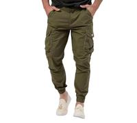 Casual Cargo Trousers Men, Mens Cargo Trousers Slim Fit Stretch Drawstring Pants Solid Color Sports Pants With Multi Pockets Elasticated Waist Trousers Active Pants Cuffed Cargo Joggers