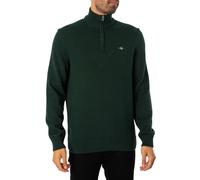GANT Mens Cotton Half Zip Cream Sweater Green S
