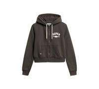 Casual cropped zip-up hoodie for women Superdry Athletic Essentials Noir L
