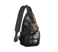 Casual Crossbody Shoulder Backpack Animal King Water Lion Painting Chest Backpack Lightweight Daypack for Men Travel Running