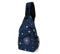 Casual Crossbody Shoulder Backpack Space Galaxy Constellation Zodiac Starry Night Stars Rucksack Lightweight,Multipurpose Sling Backpack for Sports Men Travel
