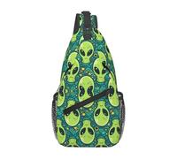 Casual Crossbody Shoulder Bag Aliens Faces Alien 90S Style Art Sling Backpack Lightweight Shoulder Bags for Men Camping Cycling
